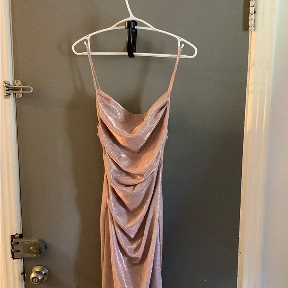 Dresses & Skirts - Pink Gold Slip Dress Cowl Neck Sleeveless Cocktail sparkly mermaid